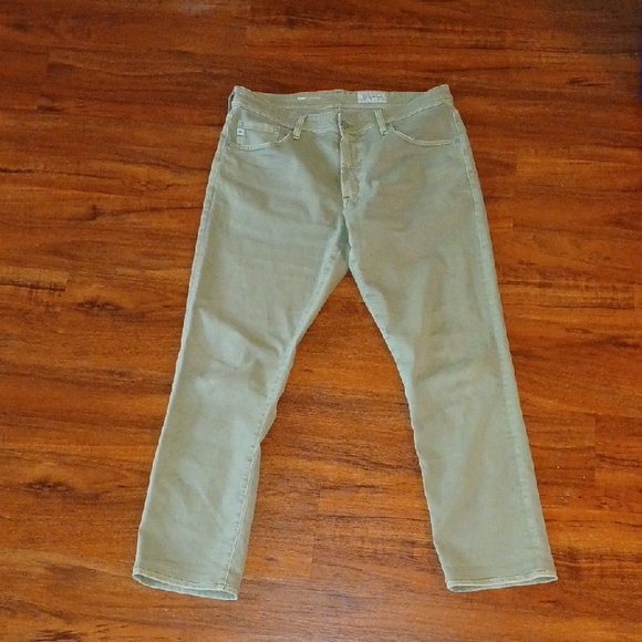 Mens Adriano Goldschmied Sz 34x33 Everett Slim Straight Khaki Jeans - Picture 1 of 9